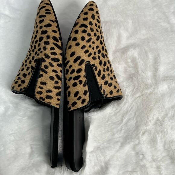 Jenni Kayne Leopard Animal Print Pointed Toe Pony Hair Mules Slip Ons Sz 37 US 7 - Picture 11 of 16